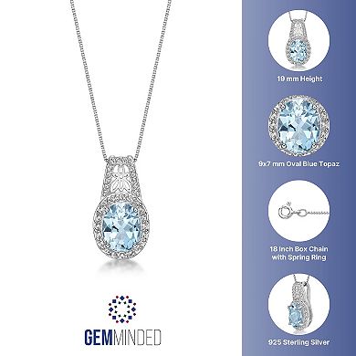 Gemminded Sterling Silver Sky Blue & White Topaz Pendant Necklace