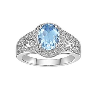 Gemminded Sterling Silver Sky Blue & White Topaz Ring
