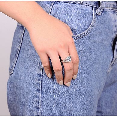 Gemminded Sterling Silver Sky Blue & White Topaz Ring