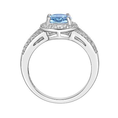 Gemminded Sterling Silver Sky Blue & White Topaz Ring