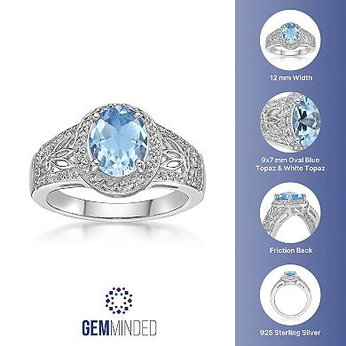 Gemminded Sterling Silver Sky Blue & White Topaz Ring