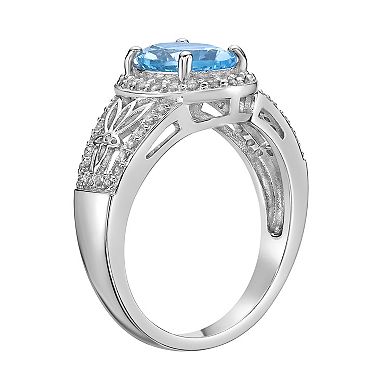 Gemminded Sterling Silver Sky Blue & White Topaz Ring