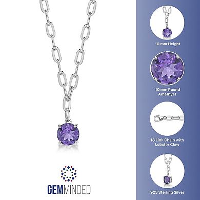Gemminded Sterling Silver Amethyst Pendant Necklace