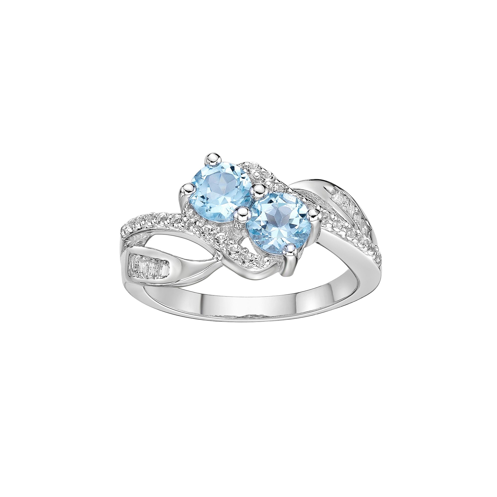 Gemminded Sterling Silver Blue & White Topaz Ring, Womens, Size: 10