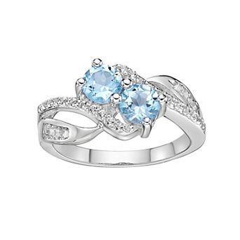 Gemminded Sterling Silver Blue & White Topaz Ring