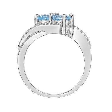 Gemminded Sterling Silver Blue & White Topaz Ring