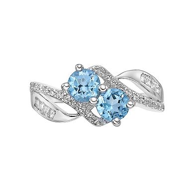Gemminded Sterling Silver Blue & White Topaz Ring
