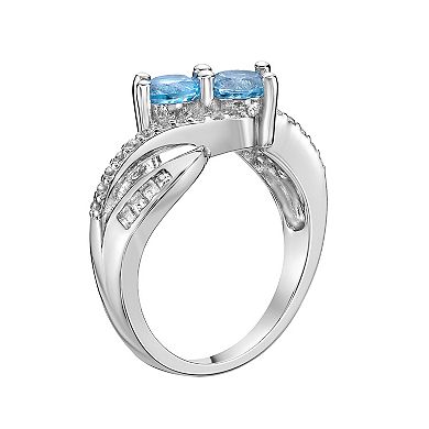 Gemminded Sterling Silver Blue & White Topaz Ring