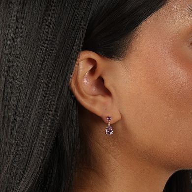 Gemminded 14k Rose Gold Over Silver Amethyst Drop Earrings