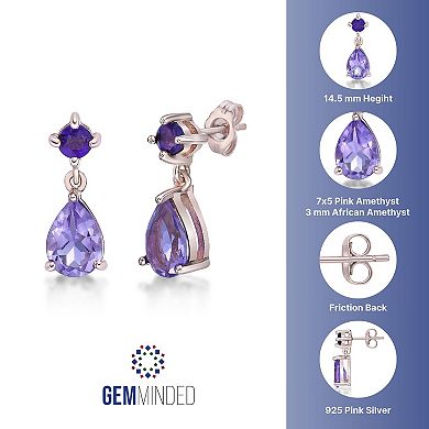 Gemminded 14k Rose Gold Over Silver Amethyst Drop Earrings