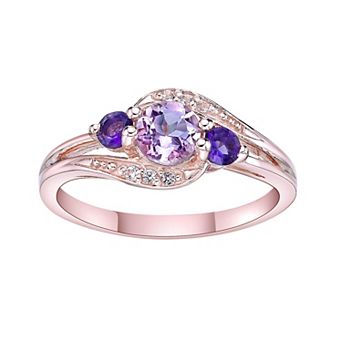 Gemminded 14k Rose Gold Over Silver Pink Amethyst & White Topaz Ring
