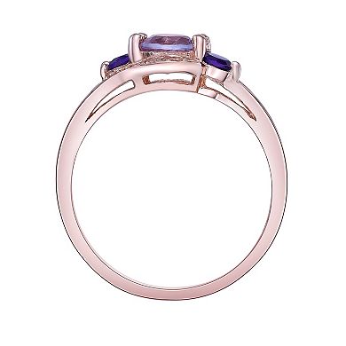 Gemminded 14k Rose Gold Over Silver Pink Amethyst & White Topaz Ring