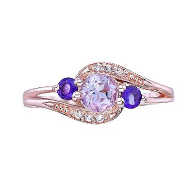 Gemminded 14k Rose Gold Over Silver Pink Amethyst & White Topaz Ring