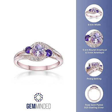 Gemminded 14k Rose Gold Over Silver Pink Amethyst & White Topaz Ring