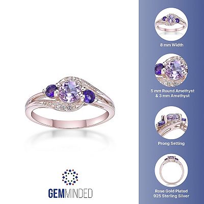 18k rose shops gold plated 925 Silver simulated diamonds and amethyst