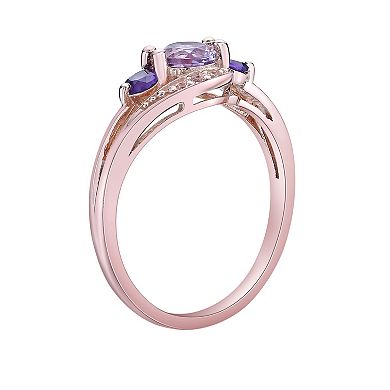 Gemminded 14k Rose Gold Over Silver Pink Amethyst & White Topaz Ring