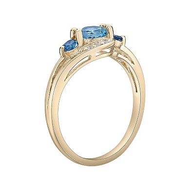 Gemminded 14k Gold Over Silver Blue, London Blue & White Topaz Ring