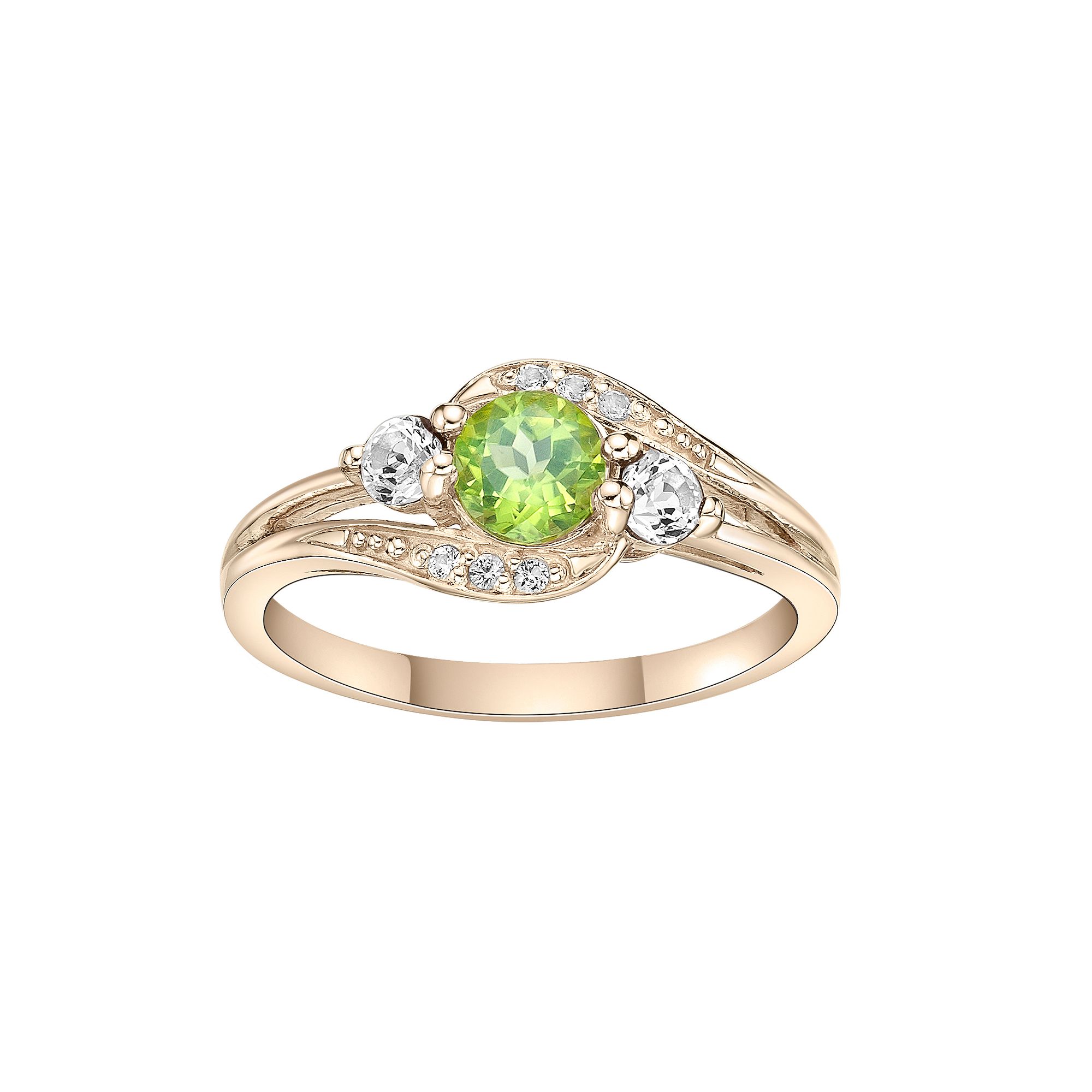 Gemminded 14k Gold Over Silver Peridot & White Topaz Ring, Womens, Size: 1