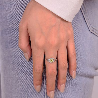 Gemminded 14k Gold Over Silver Peridot & White Topaz Ring