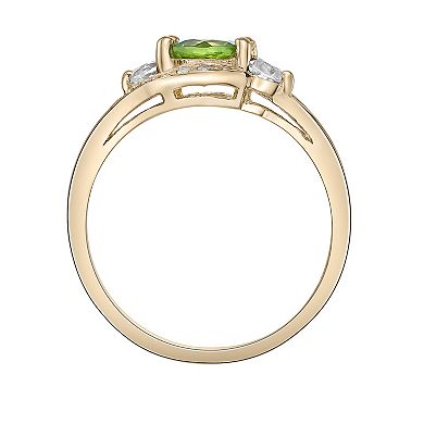 Gemminded 14k Gold Over Silver Peridot & White Topaz Ring