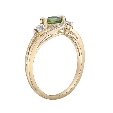 Gemminded 14k Gold Over Silver Peridot & White Topaz Ring