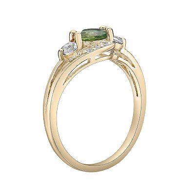 Gemminded 14k Gold Over Silver Peridot White Topaz Ring