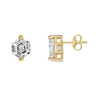 Gemminded 14k Gold Over Silver White Topaz Stud Earrings