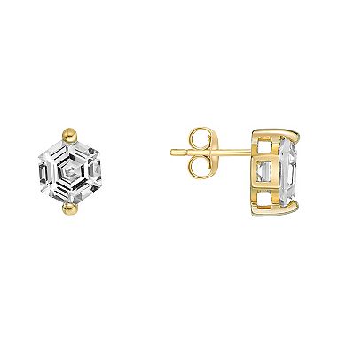 Gemminded 14k Gold Over Silver White Topaz Stud Earrings