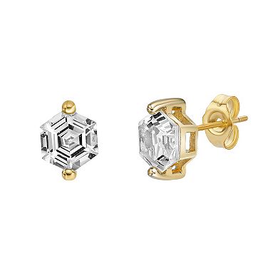 Gemminded 14k Gold Over Silver White Topaz Stud Earrings