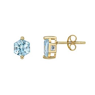Gemminded 14k Gold Over Silver Blue Topaz Stud Earrings