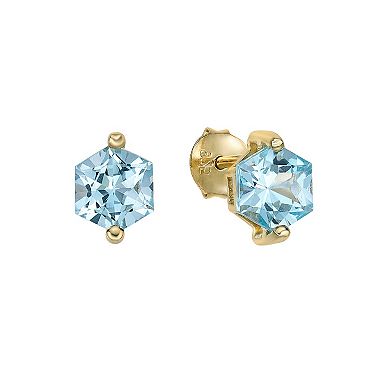 Gemminded 14k Gold Over Silver Blue Topaz Stud Earrings