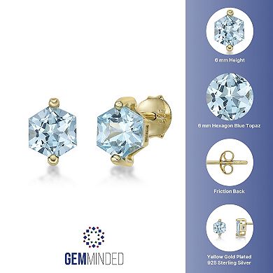 Gemminded 14k Gold Over Silver Blue Topaz Stud Earrings