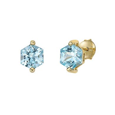 Gemminded 14k Gold Over Silver Blue Topaz Stud Earrings