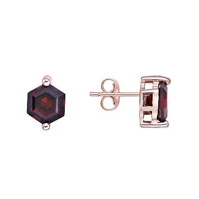 Gemminded 14k Rose Gold Over Silver Garnet Stud Earrings