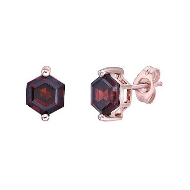 Gemminded 14k Rose Gold Over Silver Garnet Stud Earrings