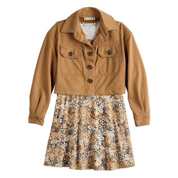 Floral Print Jacket and Denim Skirt as part of an outfit