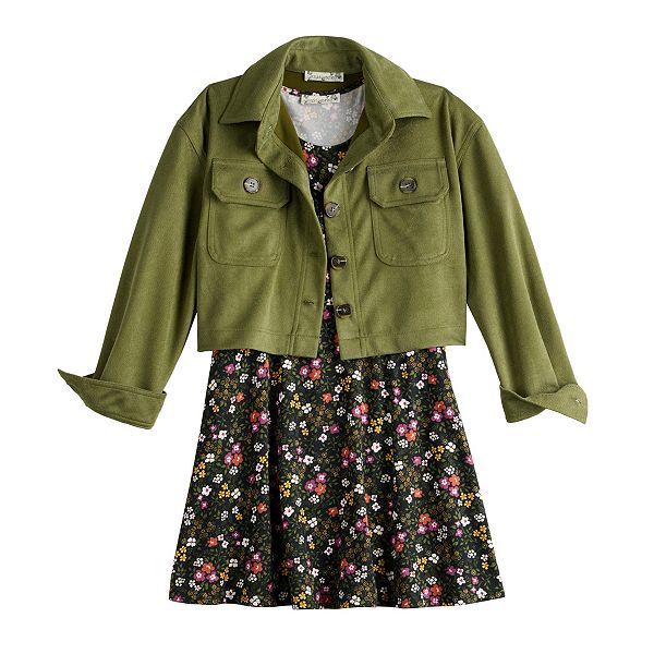 kohls.com | Girls 7-16 Knit Works Floral Dress & Suede Jacket Set