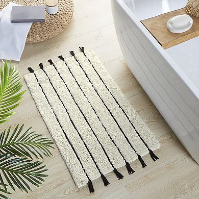 INK+IVY Arbor Striped Tassel Cotton Tufted Bathroom Rug