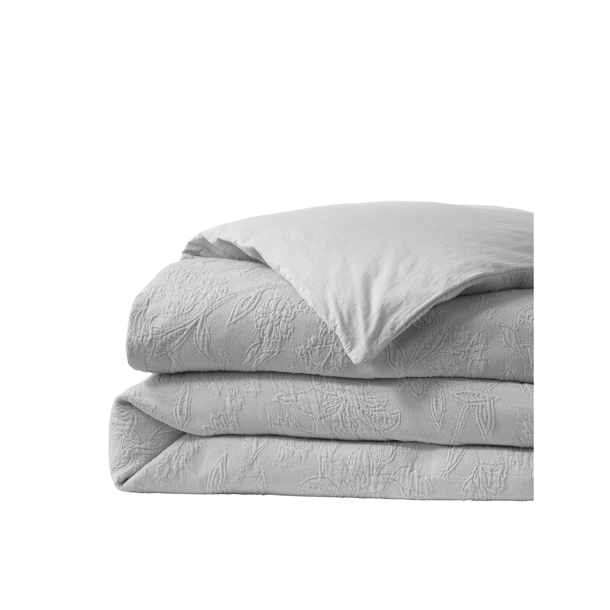 Lands End Cotton Matelasse Duvet Cover or Sham, Light Fog
