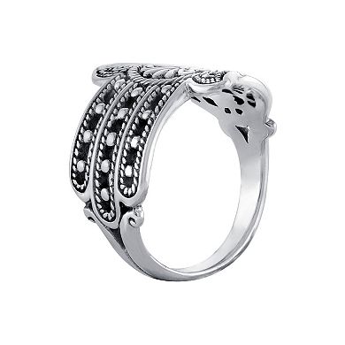 Athra NJ Inc Sterling Silver Oxidized Hamsa Ring