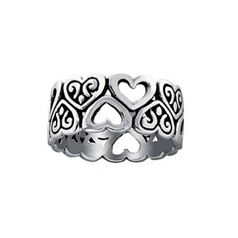 Athra Sterling Silver Oxidized Multi-Heart Band Ring