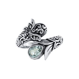 Athra NJ Inc Sterling Silver Oxidized Blue Topaz Butterfly Ring