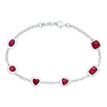 Sterling Silver & Lab-Created Ruby Bracelet