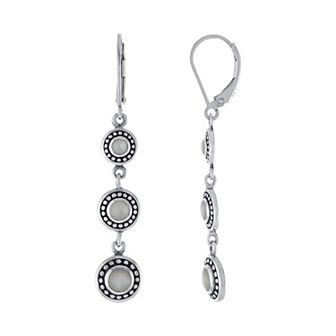 Athra NJ Inc Sterling Silver Oxidized Mother Of Pearl Drop Earrings