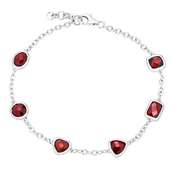 Sterling Silver & Garnet Bracelet