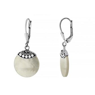 Athra NJ Inc Sterling Silver Oxidized Mother Of Pearl Earrings