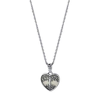 Athra NJ Inc Sterling Silver Oxidized Mother Of Pearl Tree Heart Pendant Necklace