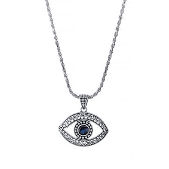 Athra NJ Inc Sterling Silver Oxidized Abalone Guardian Eye Pendant Necklace