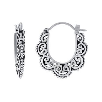 Athra NJ Inc Sterling Silver Oxidized Hoop Earrings