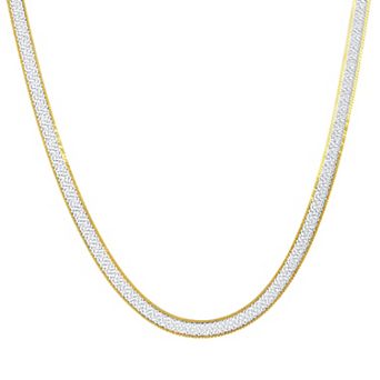 Argento Bella 18k Gold Over Silver Two Tone Reversible Herringbone Necklace